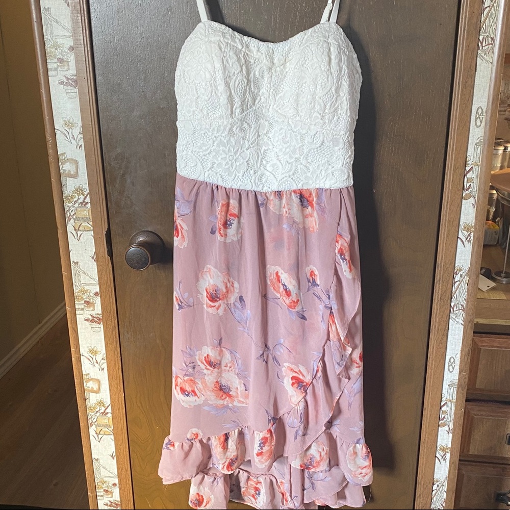 Floral/Lace Hi Low Dress